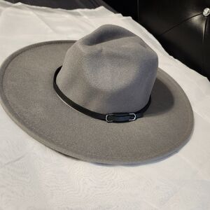 Stylish Gray Wide-Brim Fedora NWOT
